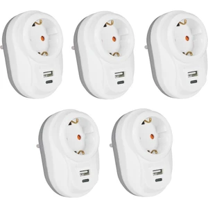 5 Adet Akım Korumalı Tekli Fiş Priz U+C-Type