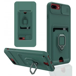 Denza Case Apple iPhone 6 Plus Kılıf Kartvizitli Askılı Standlı Kapak - Yeşil