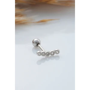 İpek Silver 925 Ayar Sıra Taşlı Minimal Tragus Piercing