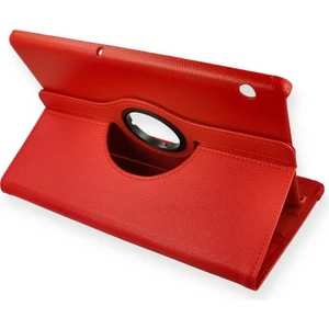 Denza Case Huawei Mediapad T5 10 Kılıf Standlı Dönebilen Deri Tablet Kapak - Kırmızı