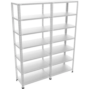 Çelik Raf Burada Çelik Raf Burada 7 Katlı 2 Li Bitişik Çelik Galvaniz Arşiv Depo Kiler Rafı DX51 Kalite