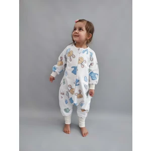 Pamuk Pazen Uzun Kollu Kışlık Çocuk Bebek Uyku Tulumu %100 Pamuk 20-24 Derece 1 Tog Tavşan Desenli