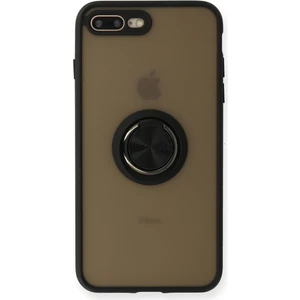 NSM Tech Denza Case Apple iPhone 8 Plus Kılıf Kenarları Renkli Yüzüklü Kapak - Siyah
