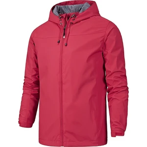 Erkek Uzun Kollu Kapşonlu Rüzgarlık Çabuk Kuruyan Ceket