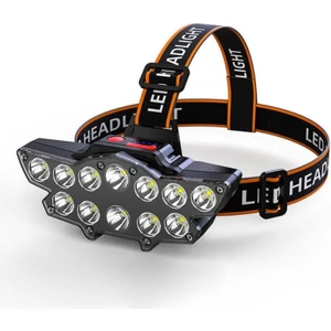 Şarjlı 12 LED Kafa Lambası  Işıldak Balıkçı Kamp Lambası