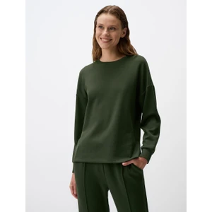 Jimmy Key Haki Bisiklet Yaka Uzun Kollu Oversize Sweatshirt