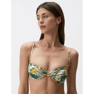 Jimmy Key Yeşil Ayarlanabilir Askılı Çiçek Detaylı Bikini Üst