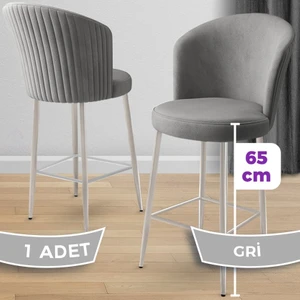 Alte Serisi 1 Adet Babyface Kumaş 65 cm Krom Kaplama Ayaklı Bar Sandalyesi