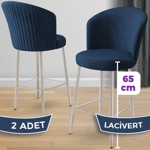 Alte Serisi 2 Adet Babyface Kumaş 65 cm Krom Kaplama Ayaklı Bar Sandalyesi