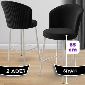 Alte Serisi 2 Adet Babyface Kumaş 65 cm Krom Kaplama Ayaklı Bar Sandalyesi