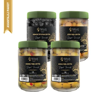 Nilbağ Zeytinyağları Gurme Zeytin Çeşitleri Paketi 4x1 kg. (Gemlik, Biberli, Kırma, Çizik)