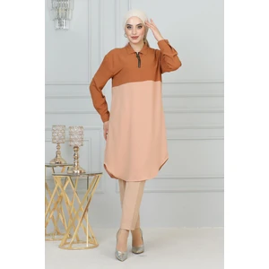 Fermuar Detaylı Tunik Taba 6098