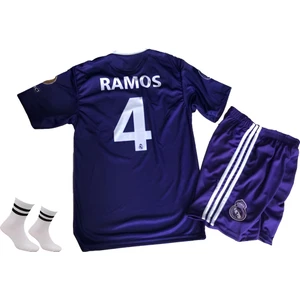 Ramos Mor Retro Real Madrid 2017 Cardiff Şampiyonlar Ligi Finali 3'lü Çoçuk Futbol Forma Seti(Forma,şort ve Çorap)