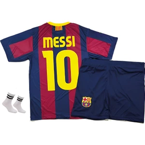 Messi Nostalji Bordo Barcelona 2011 London Şampiyonlar Ligi Finali 3'lü Çoçuk Futbol Forma Seti(Forma,şort ve Çorap)