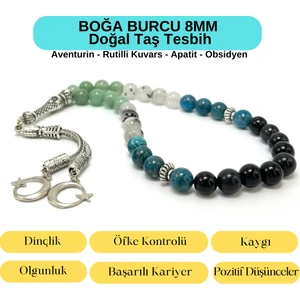 Yıldız Doğal Taş Sertifikalı Boğa Burcu 8mm 33LÜK Doğal Taş Tesbih
