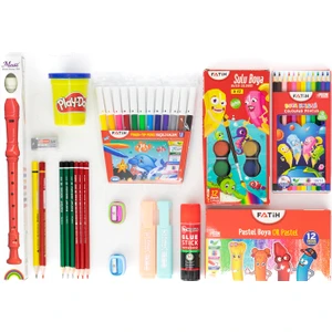 Kırtasiye Okul Seti Flüt Hediyeli Okula Dönüş Ilkokul Öğrencileri Için 20 Parça Tam Set