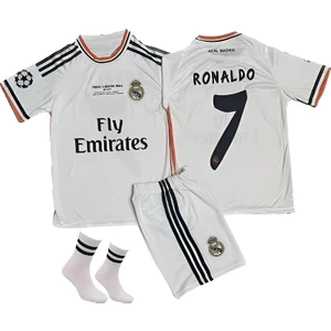 Ronaldo 2014 Real Madrid Lizbon Şampiyonlar Ligi Finali 3'lü Çoçuk Futbol Forma Seti(Forma,şort ve Çorap)