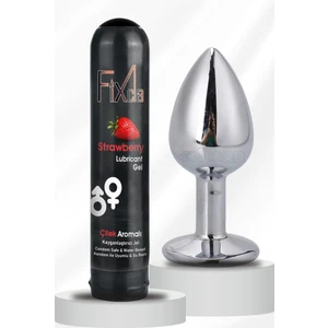 125 ml Natural Çilekli Lubrikant Jel + Demir Plug 2'li Set