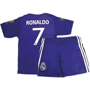 Ronaldo Mor Retro Real Madrid 2017 Cardiff Şampiyonlar Ligi Finali 3'lü Çoçuk Futbol Forma Seti(Forma,şort ve Çorap)