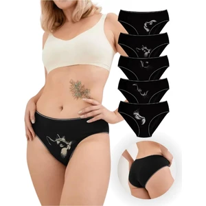 Alya Underwear Kadın Pamuklu Bato / Hipster Slip Külot - Kedi Baskılı, 5'li Paket (MULTICOLOR-P13)
