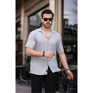 Tex Republic Tex Republic Erkek Gri Oversize Yazlık Bürümcük Gömlek