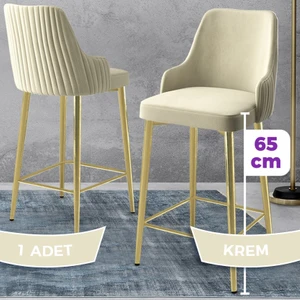 Tera Serisi 1 Adet Babyface Kumaş 65 cm Gold Kaplama Ayaklı Bar Sandalyesi