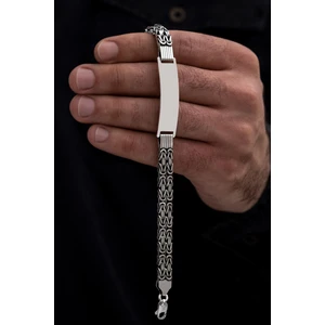 Osmanlı Gümüş Erkek Gümüş Bileklik - Isim Yazılabilir 3.5 mm Çift Kare Kral Gümüş Bileklik