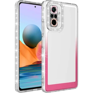 Gökmen Aksesuar Xiaomi Redmi Note 10 Pro Kılıf Simli ve Renk Geçiş Tasarımlı Lens Korumalı Zore Park Kapak-Beyaz-Pem