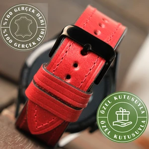 Samsung Galaxy Watch Deri Kordon Watch 4 5 6 7 Pro Watch 6 Classic 40MM 43MM 44MM 47MM Watch 5 / Watch 5 Pro 40 44 45 Watch 4 40 42 44 46MM 20MM Deri Kayış Kırmızı