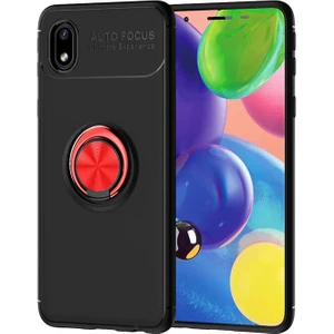 Gökmen Aksesuar Galaxy A01 Core Kılıf Zore Ravel Silikon Kapak-Siyah-Kırmızı