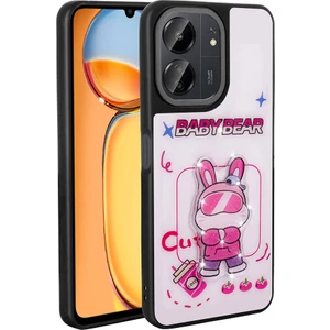 Xiaomi Redmi 13C Kılıf Parlayan Kabartmalı Ikonik Figürlü Zore Amas Silikon Kapak-Beyaz