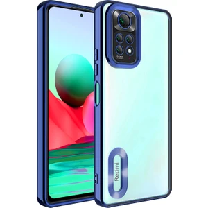 Xiaomi Redmi Note 11 Global Kılıf Kamera Korumalı Logo Gösteren Zore Omega Kapak-Lacivert