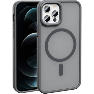 Apple iPhone 12 Pro Kılıf Magsafe Şarj Özellikli Mat Arka Yüzey Zore Sio Kapak-Gri