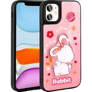 Apple iPhone 11 Kılıf Parlayan Kabartmalı Ikonik Figürlü Zore Amas Silikon Kapak-Pembe