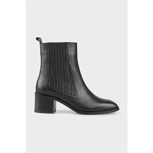 Siyah Deri Kadın Klasik Bot