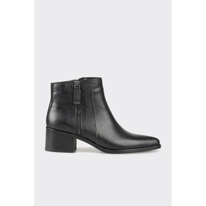 Siyah Deri Kadın Klasik Bot