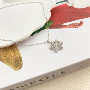 Kar Tanesi Kolye Zirkon Taşlı Silver 45CM-2,5CM