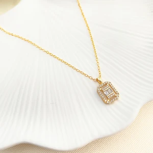 Baget Kolye Zirkon Taşlı Gold 40+5cm