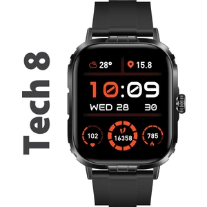 Tech8 Akıllı Saat Alüminyum Kasa Spor Silikon Kordon Siyah