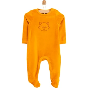 HelloBaby Yenidoğan Unisex Nakışlı Kadife Patikli Tulum Unisex