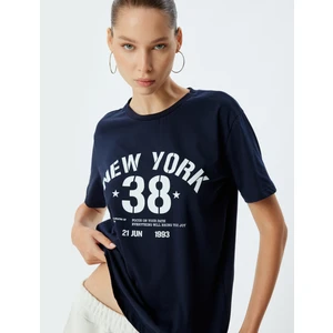 Kolej Tişört Oversize Baskılı Bisiklet Yaka Kısa Kollu