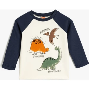Dinozorlu Sweatshirt Bisiklet Yaka Uzun Kollu