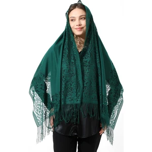 İhvan Online Yeşil Püsküllü Tül Şal Mevlüt Örtüsü