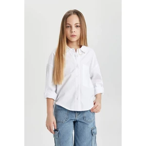 Kız Çocuk Oversize Geniş Kalıp Oxford Uzun Kollu Gömlek C0458A824SP