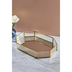 Gio Sekizgen Büyük Boy Cam Sunumluk Tepsi