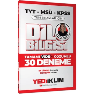 Yediiklim Yayınları 2026 KPSS MSÜ TYT Dil Bilgisi Tamamı Video Çözümlü Tüm Sınavlar için 30 Deneme