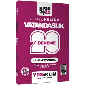 Yediiklim Yayınları 2025 KPSS Genel Kültür Vatandaşlık Tamamı Çözümlü 20 Deneme