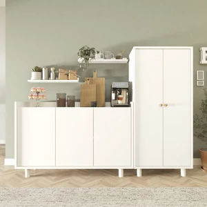 Cool Home Bono Raflı Kahve Köşesi ve Çok Amaçlı Dolap Seti , Erzak Kiler Dolabı Beyaz