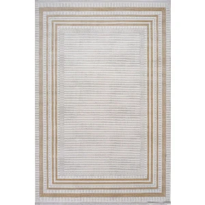 Artemis Halı Karizma 02792J Gold Krem Çerçeveli Çizgili Halı
