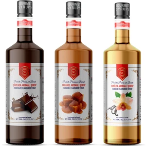 Karamel, Vanilya, Çikolata Aromalı Şurup 3'lü Set (3 x 700ML)